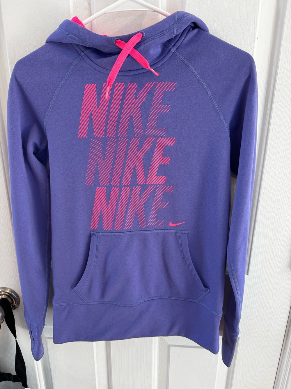 Nike Purple Crewneck Hoodie with Pink Logo